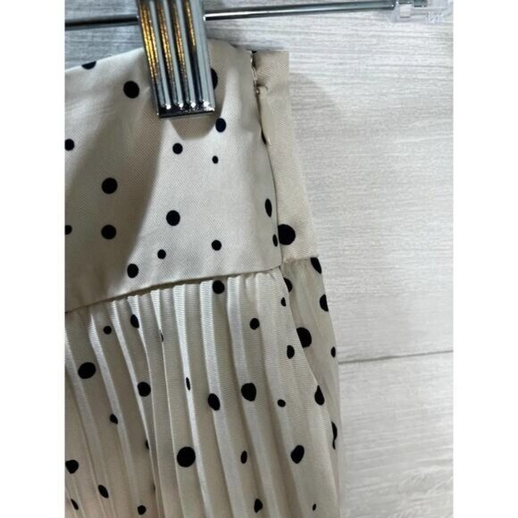 Ann Taylor Pleated Navy & Cream Polka Pot Midi Skirt Size 2 - Picture 5 of 7